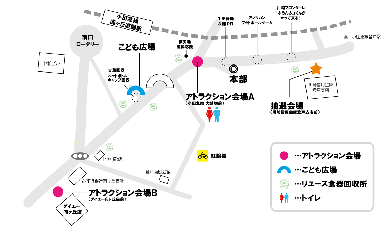 民家園通り商店会夏まつり　会場ＭＡＰ